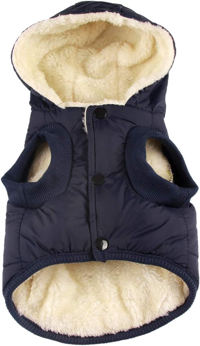 Fleece Lining Extra Warm Dog Hoodie for Large Dogs in Blue