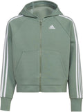 adidas Girls Zip-Front Essential 3-Stripe Hooded Fleece Jacket - Cozy