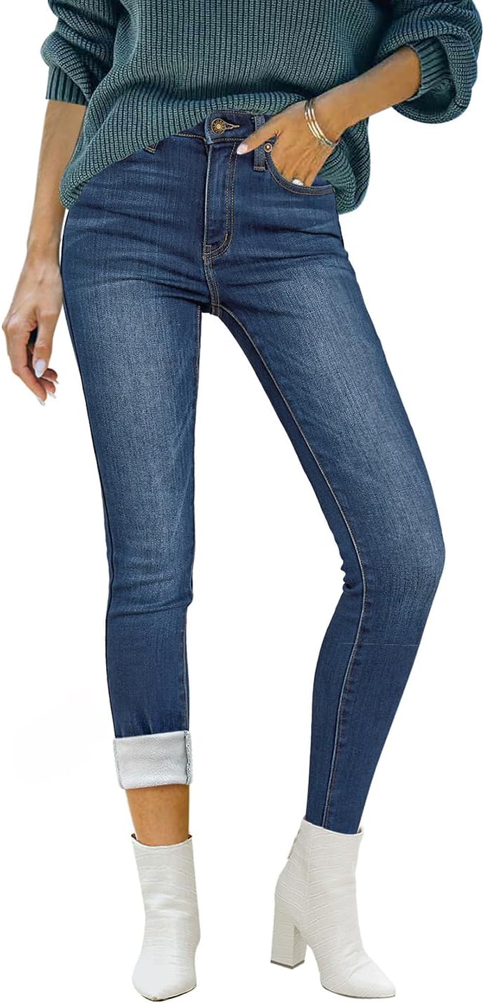 Luvamia Women's Fleece Lined Jeans for Winter Comfort and Style