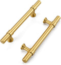 Gold Cabinet Handles 10 Pack 4 in Hole Center - Brushed Brass Drawer