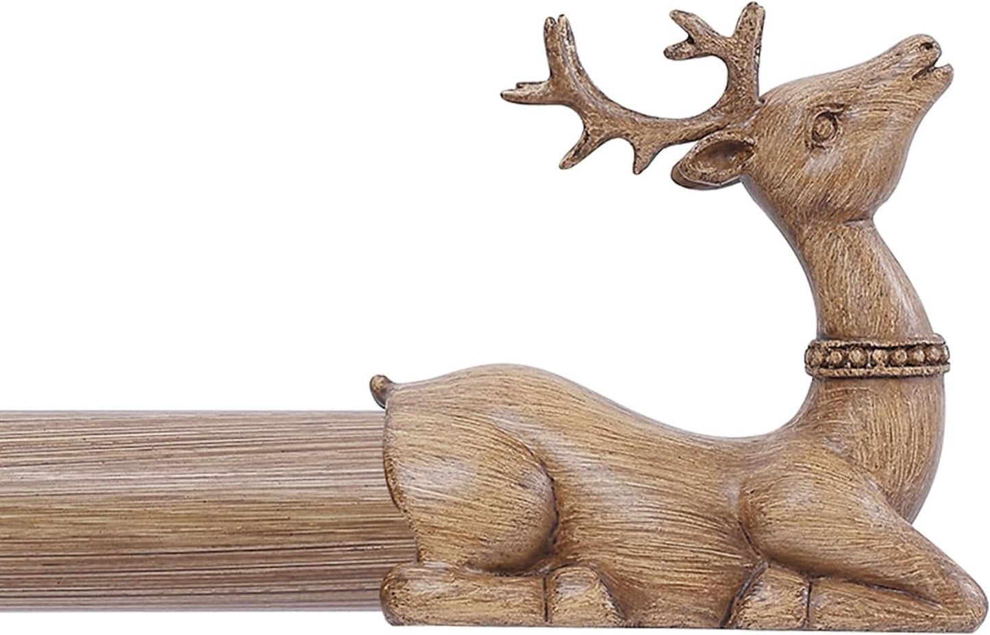 Adjustable Rustic Wood Curtain Rod - 48-84" Range - Deer Theme - Brown Finish