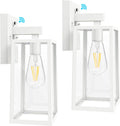 Dusk to Dawn Outdoor Wall Lantern - Sensor Sconce, 2 Pack