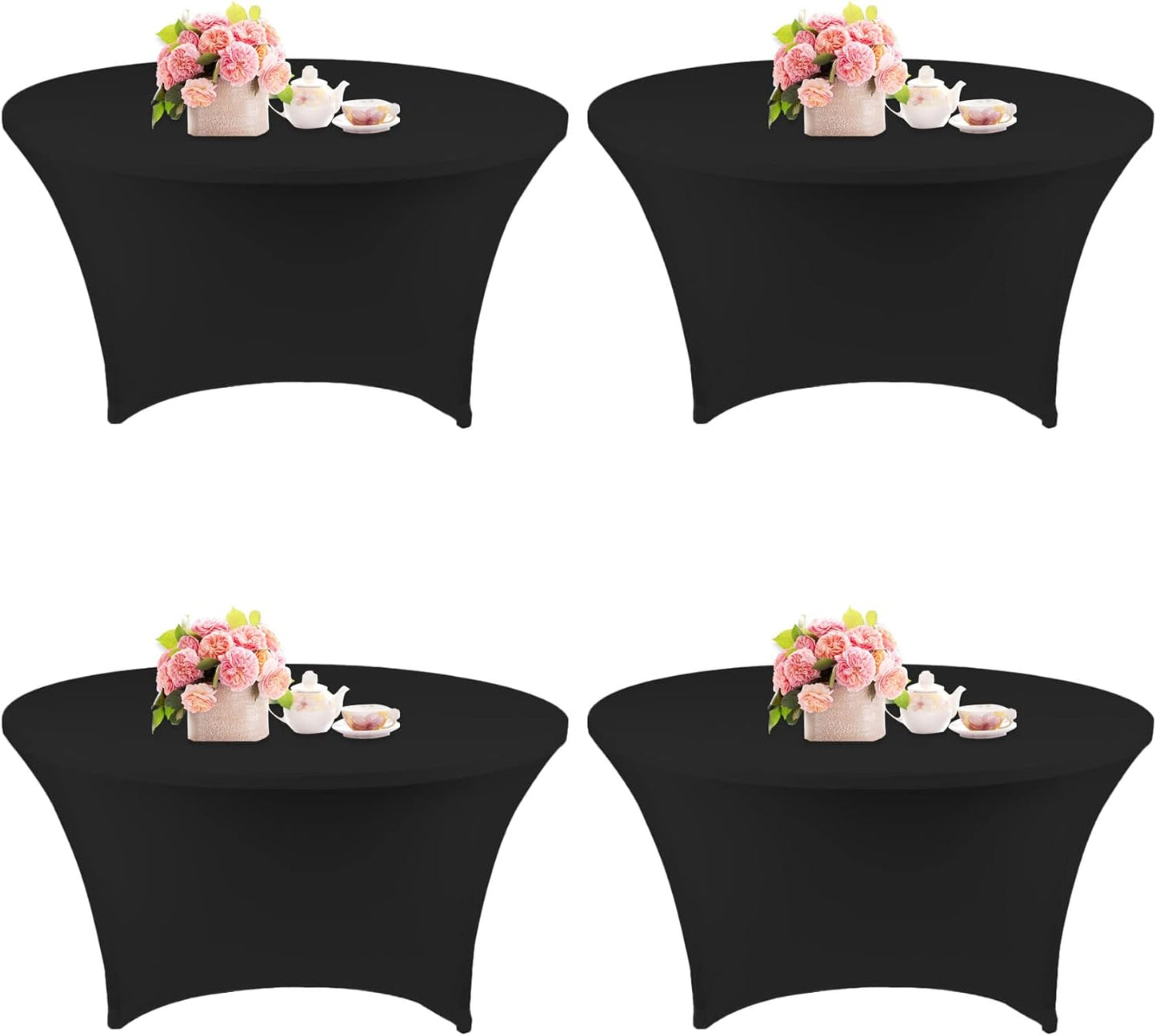 4 Pack 5FT Round Spandex Tablecloth for Events and Parties