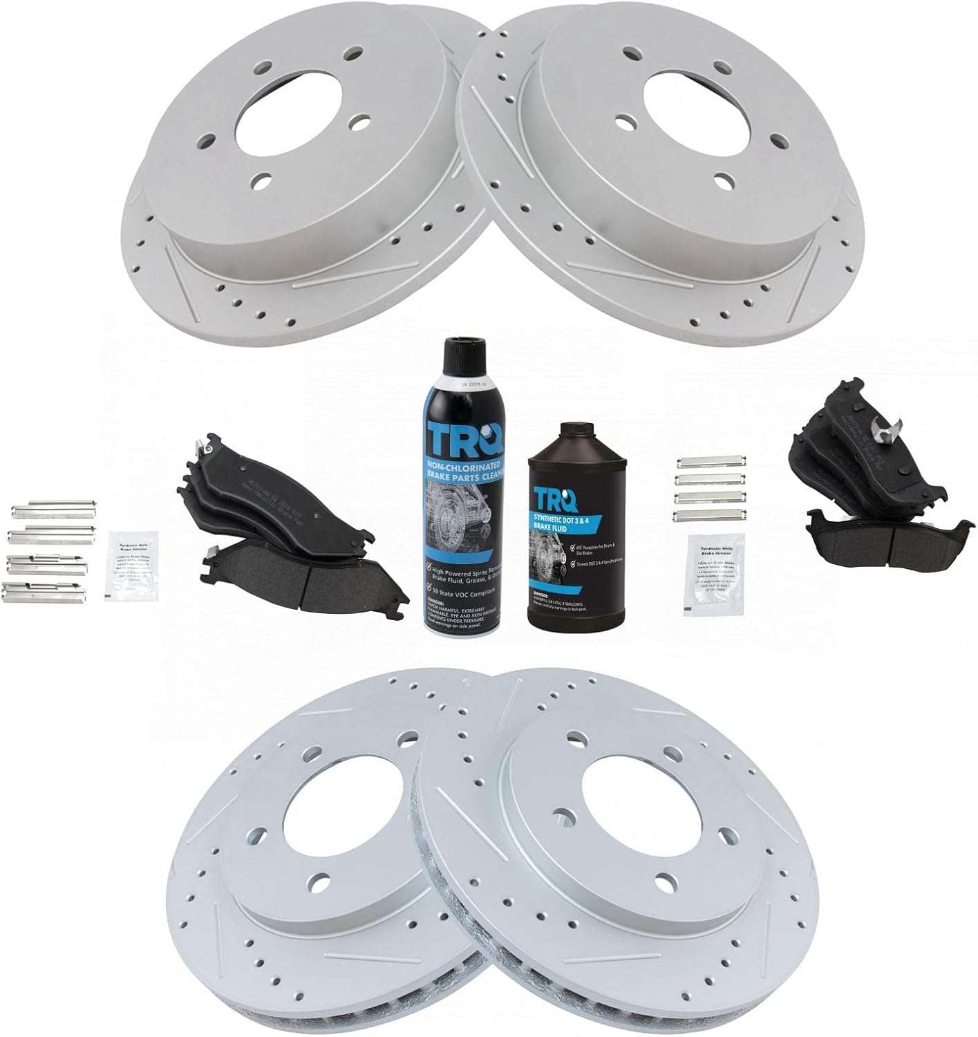 TRQ Premium Metallic Brake Pad Rotor Kit for Ford Lincoln Vehicles