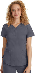 Modern Fit Y-Neck Scrubs Top for Women by Healing Hands