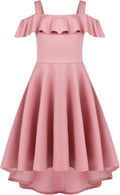 Girls Summer Off Shoulder Midi Dress with Pockets - Cute A-line Style