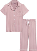Women Capri Pajamas Set Bamboo Viscose Pjs Short Sleeve - Cooling