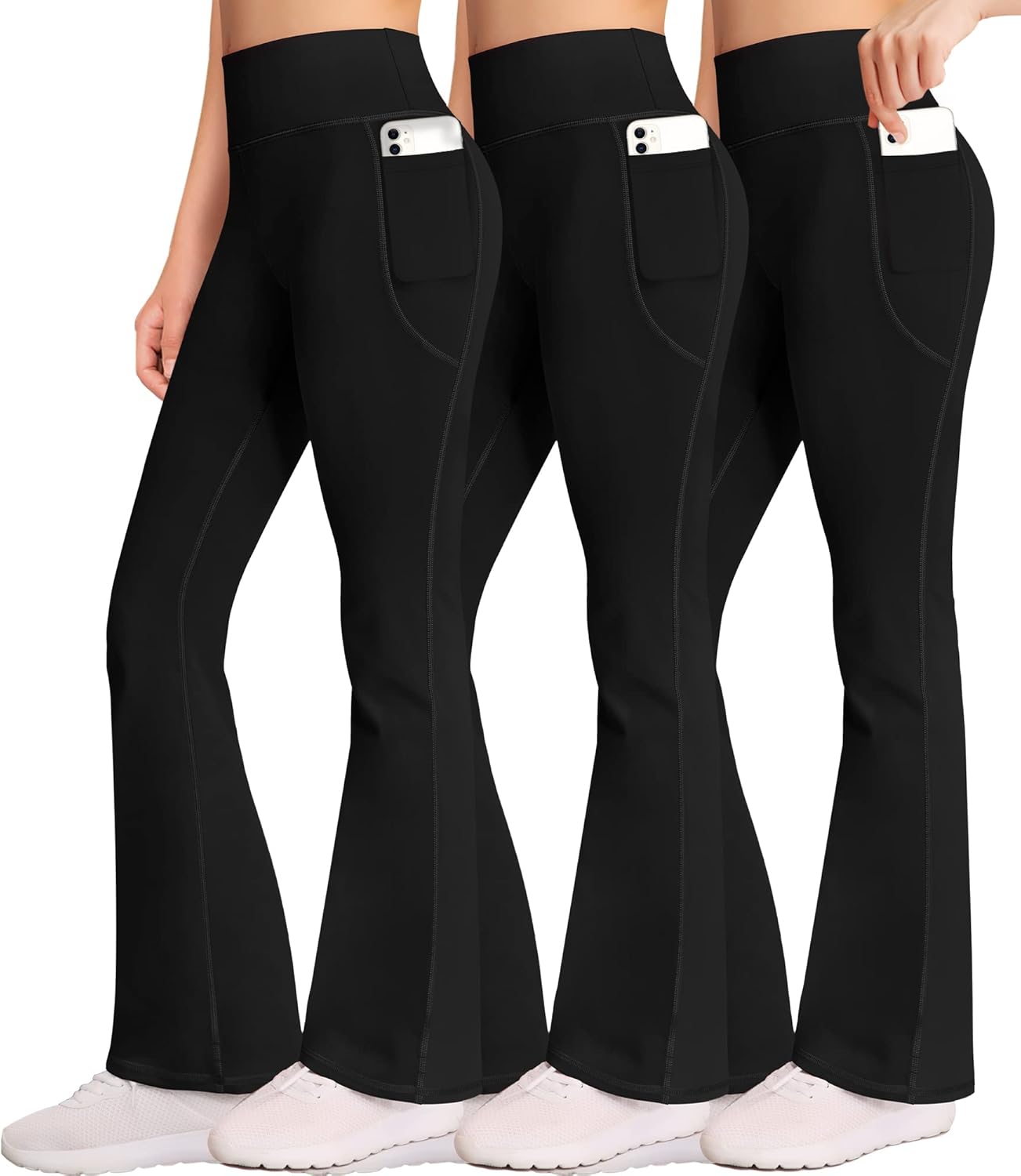 AENLLEY Girl Yoga Flare Wide Leg Pants with Pockets 3 Pack