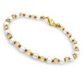Real Gemstone and Genuine Pearl Strand Bracelet - Citrine 6 in