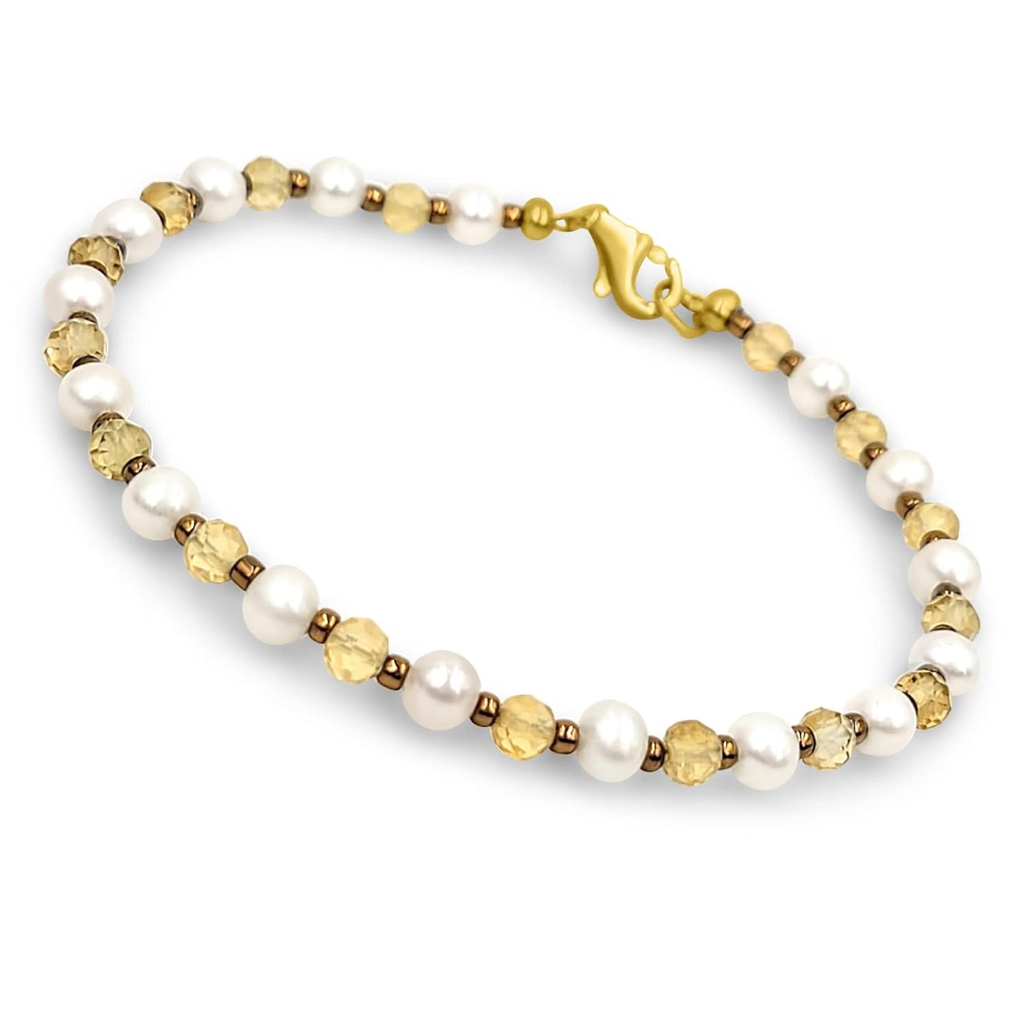 Real Gemstone and Genuine Pearl Strand Bracelet for Her