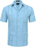 Allsense Men's Short-Sleeve Button-Down Cuban Guayabera Shirt timeless