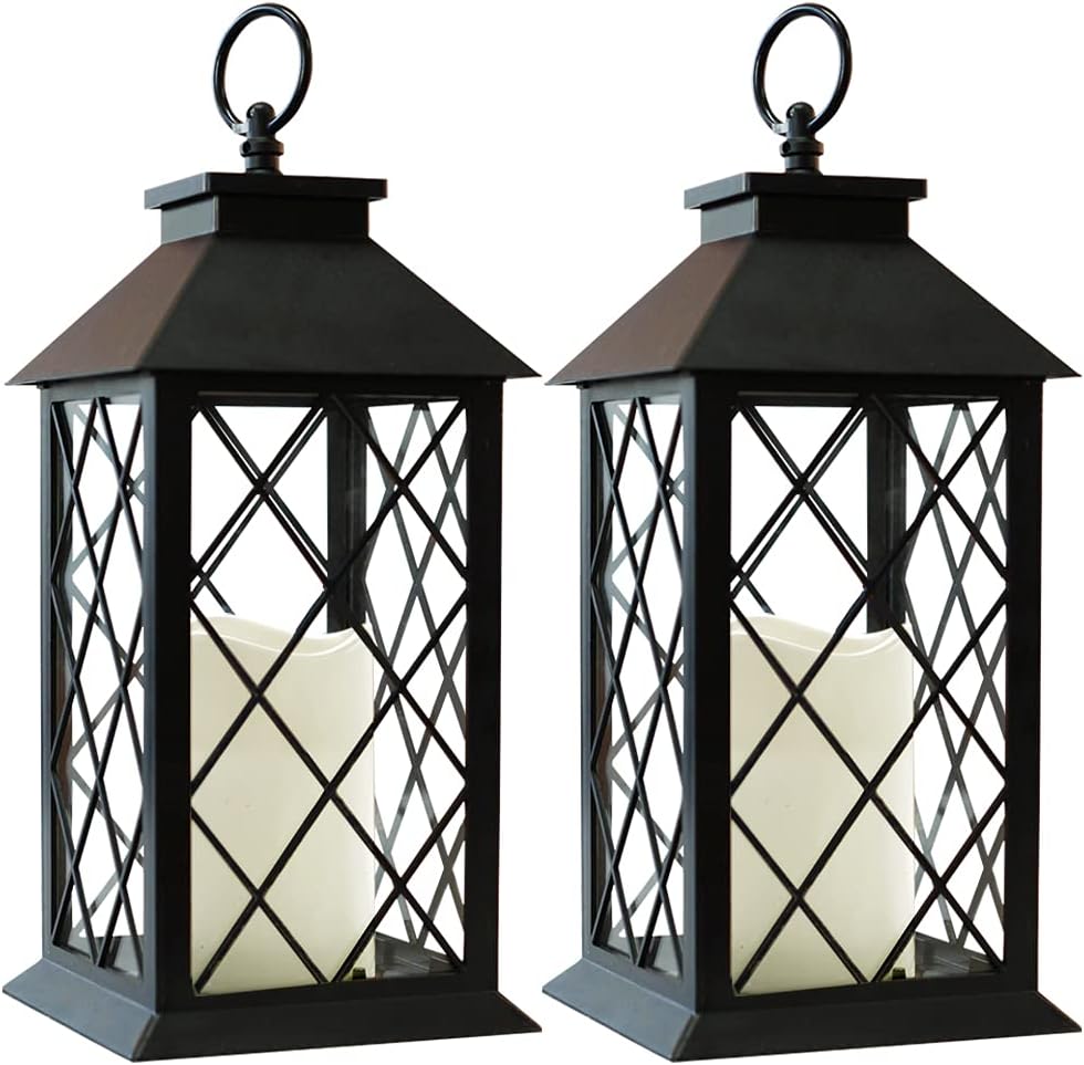 Vintage Candle Lantern with LED Pillar Candle for Outdoor Decor