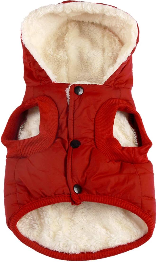 Fleece Lining Extra Warm Dog Hoodie for Large Dogs in Red