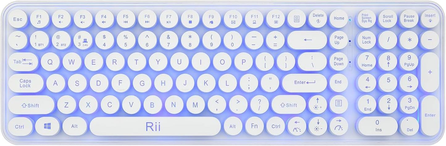 Rii Wireless Gaming Keyboard - Multi-Device, 7-Color RGB Backlit