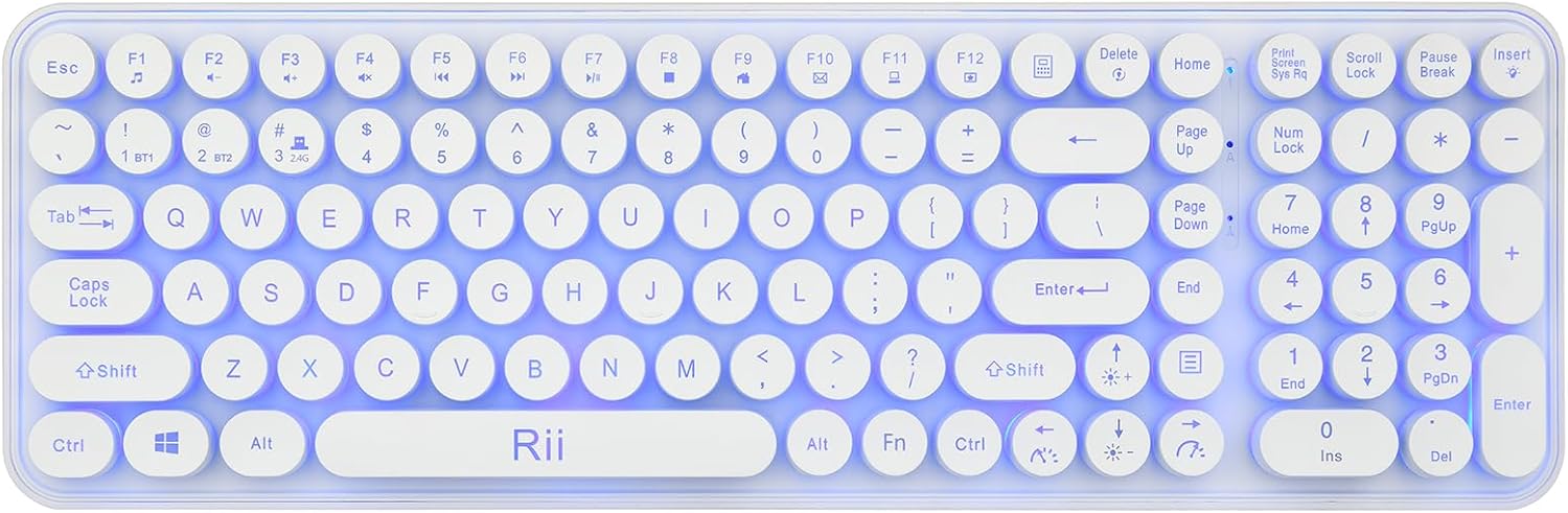 Rii Wireless Gaming Keyboard - Multi-Device, 7-Color RGB Backlit
