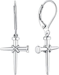 YL Cross Earrings Sterling Silver Crucifix Dangle Drop Jewelry