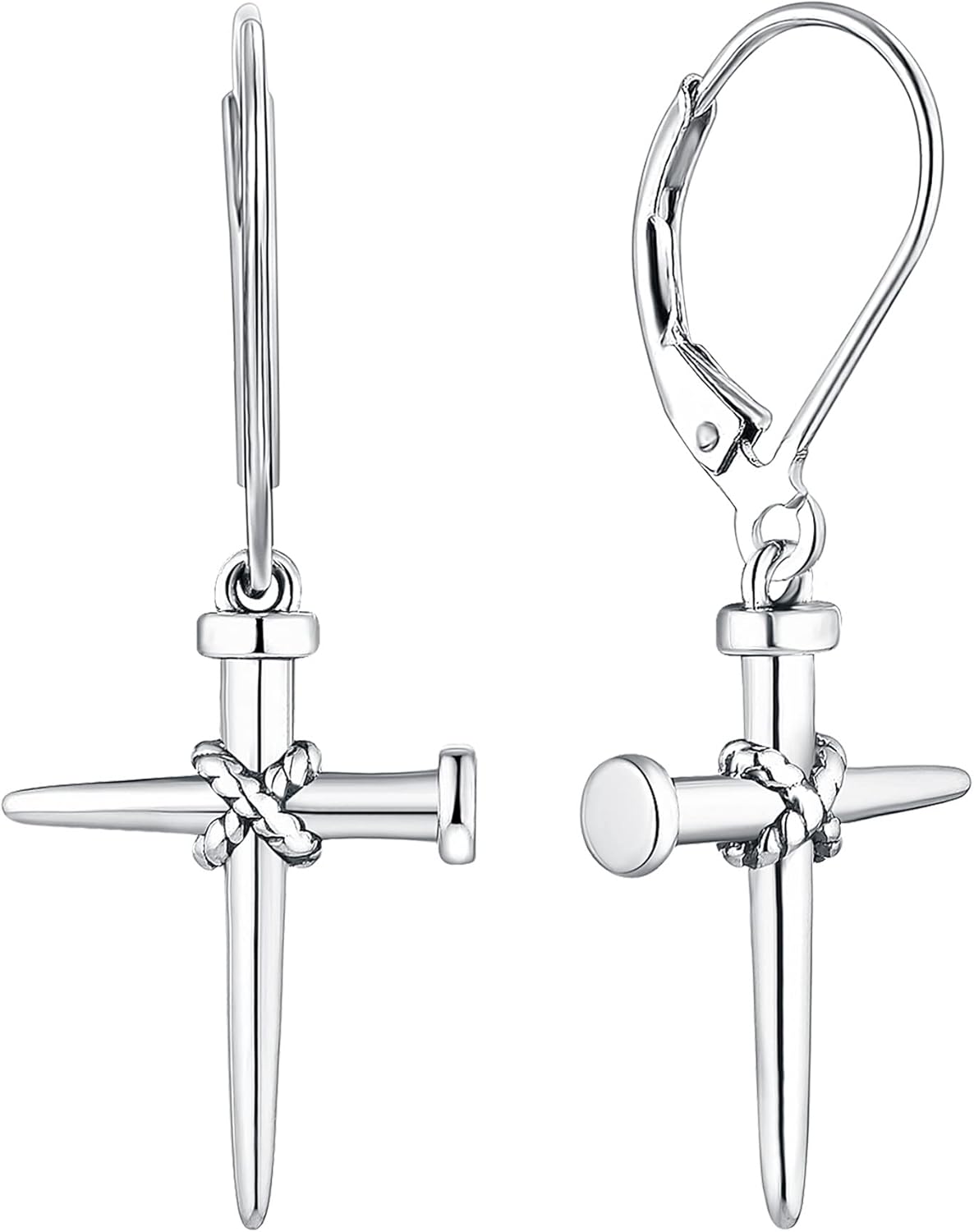 YL Cross Earrings Sterling Silver Crucifix Dangle Drop Jewelry