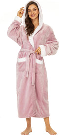 ccko Plush Robes For Women Fleece Hooded Bathrobe - Cozy (Style XN81)