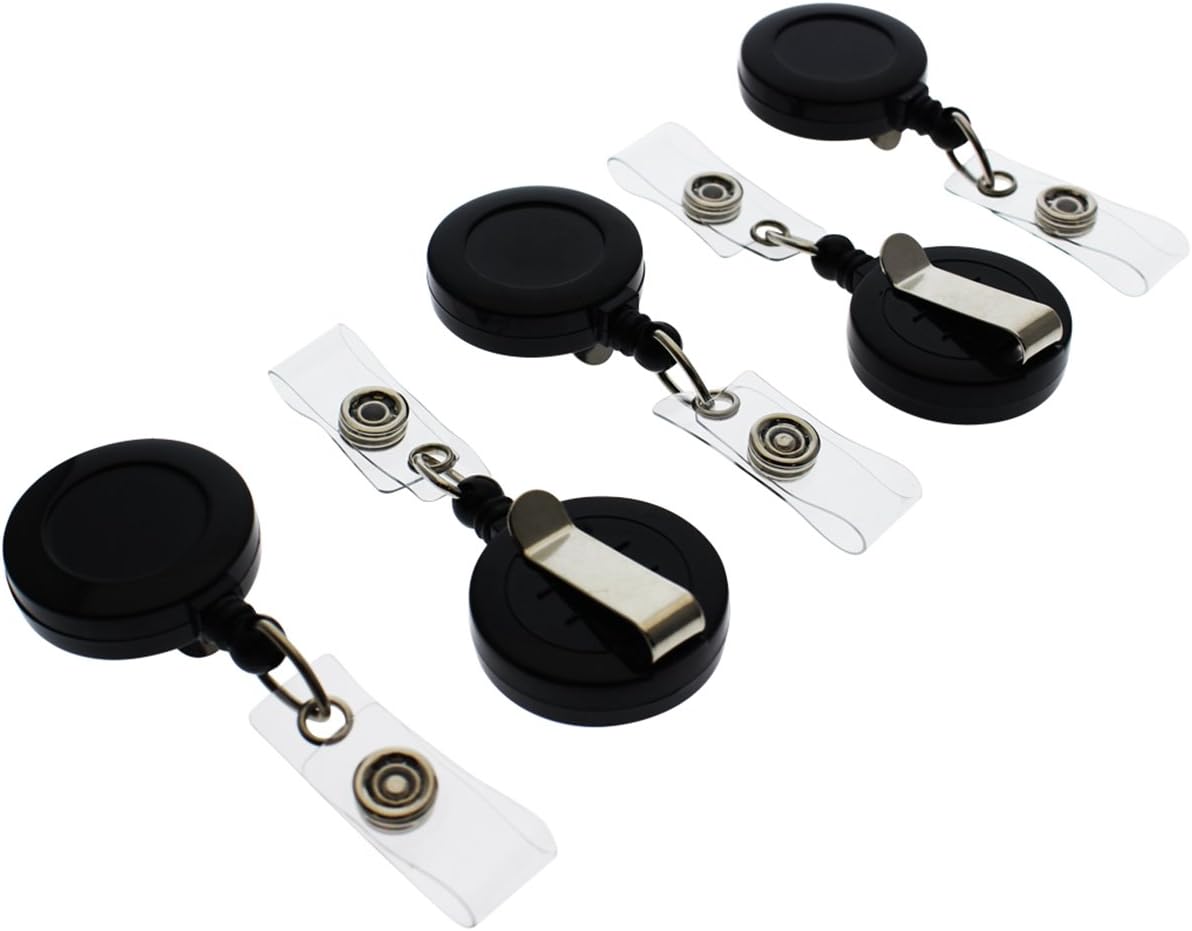 Premium Retractable ID Badge Reels - 100 Pack for Offices
