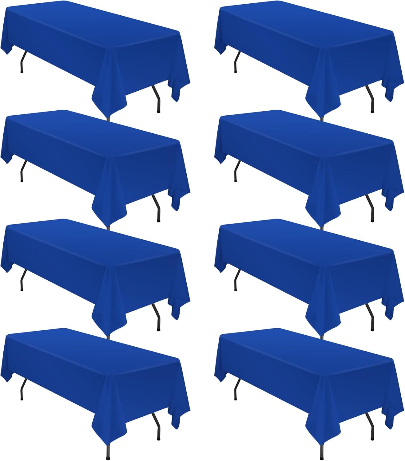 8 Pack Royal Blue Tablecloths for 6 Feet Rectangle Tables