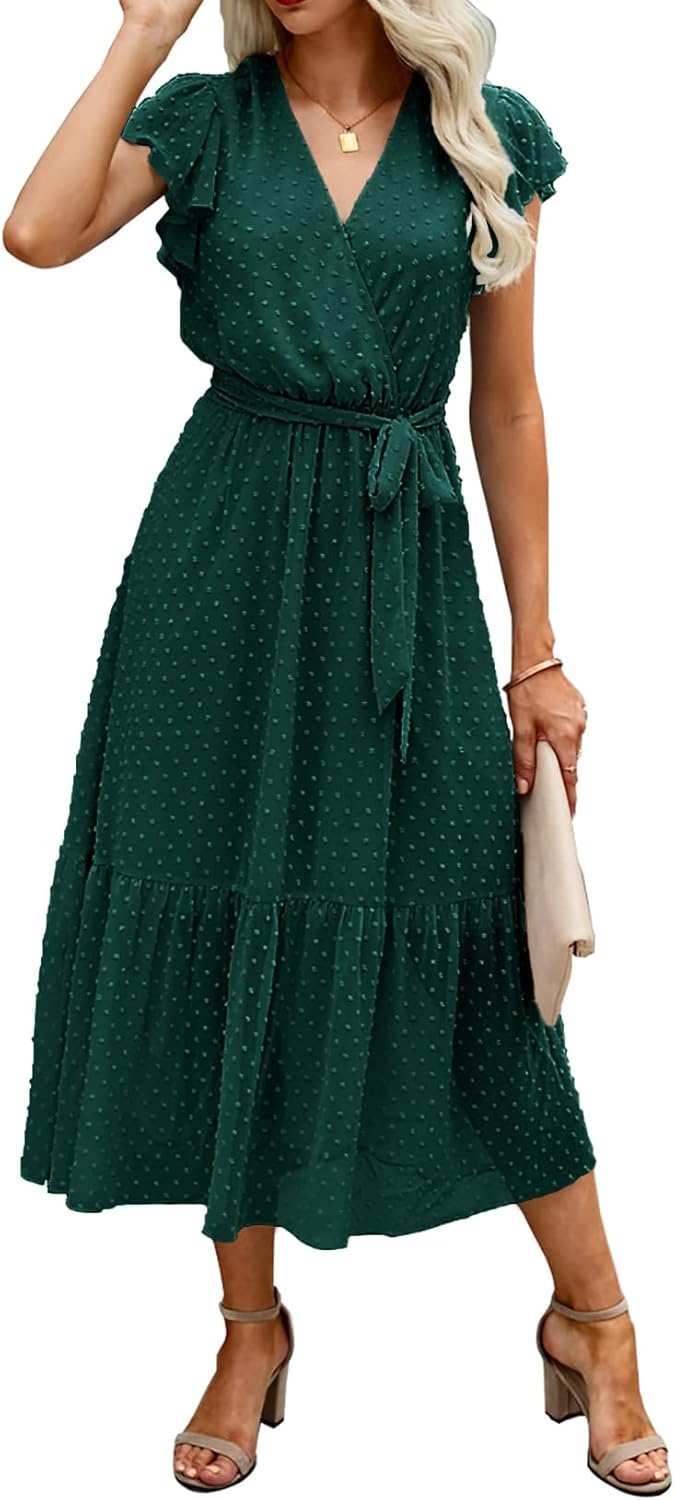BTFBM Women Summer Bohemian Floral Midi Sun Dress for Style