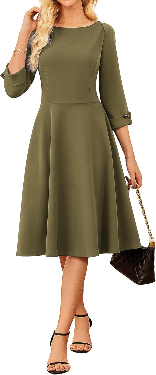 GRACE KARIN Work Dresses for Women: Classy Midi Dress with Pockets