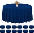 12 Pack Round Tablecloths 90 in Navy Blue - Durable Polyester Covers