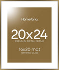 Picture Bronze Frame 20x24 with Mat for 16x20 Prints - Stylish Metal