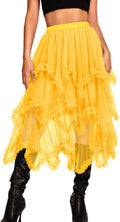 Kaei&Shi Long Tulle Skirt for Women - High Waisted Ruffle Design