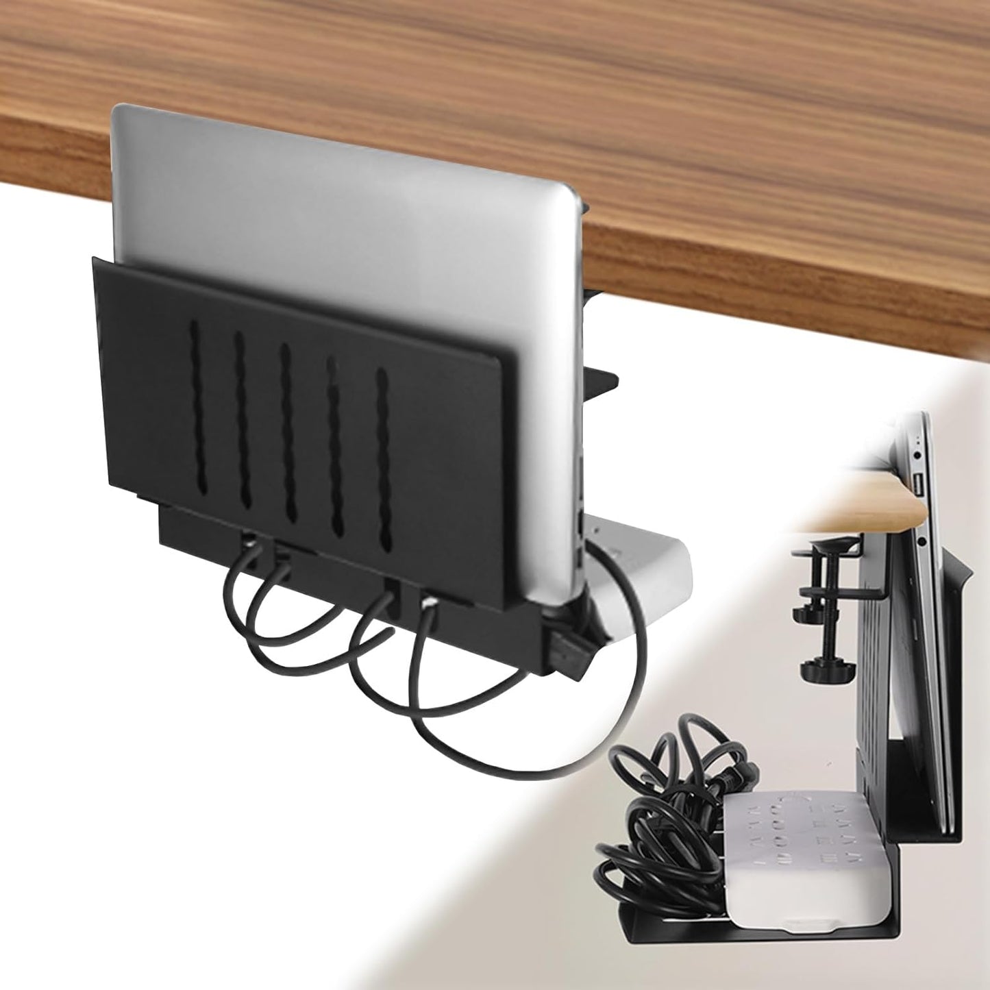 LUKETURE Desk Side Storage - Space Saving Laptop Holder