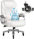 500 lbs Big and Tall Office Chair for Low Back Pain Relief - White
