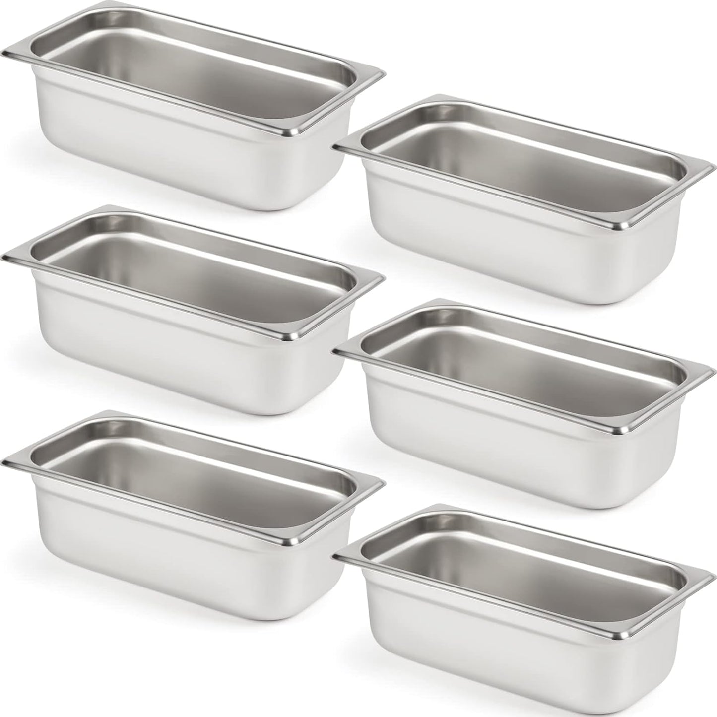 CURTA 6 Pack Anti-Jam Hotel Pans for Food Storage and Serving