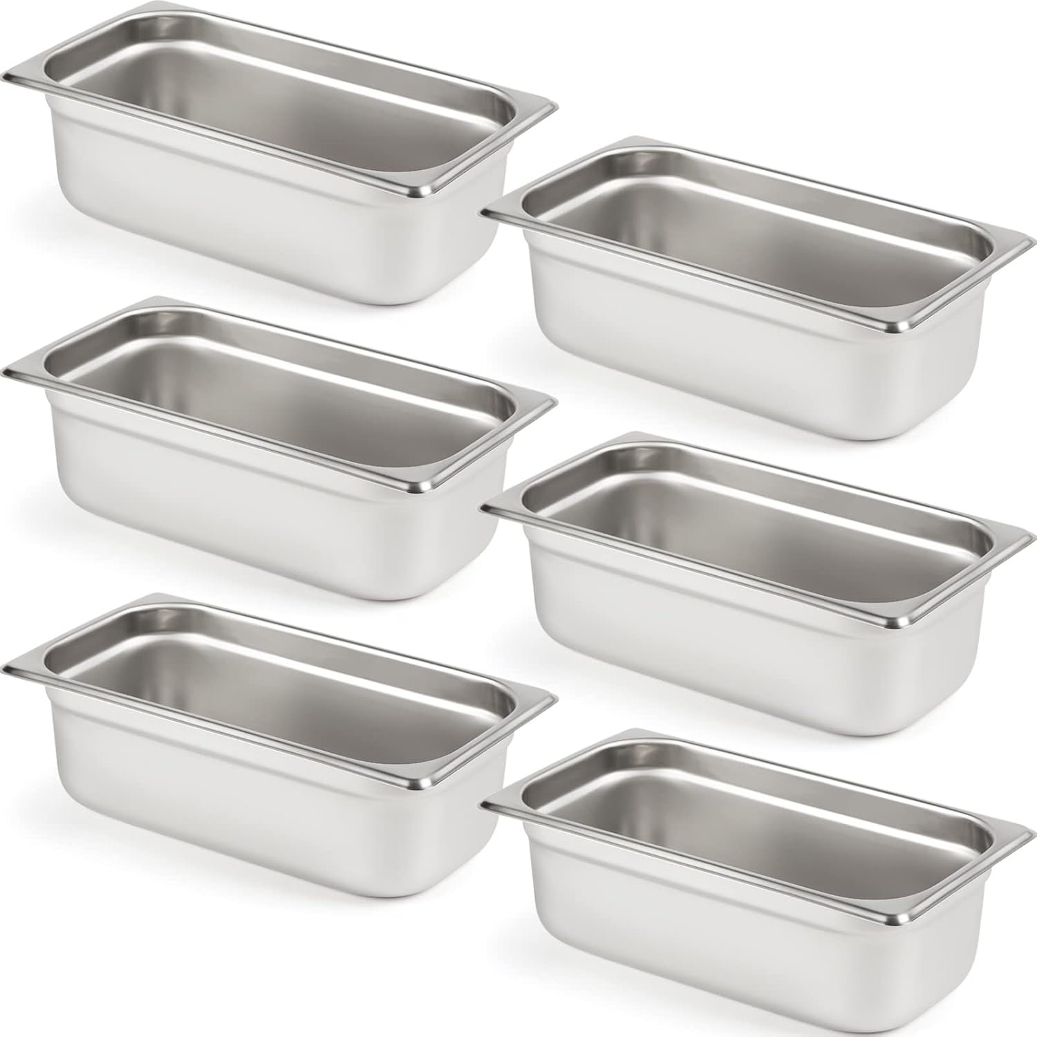 CURTA 6 Pack Anti-Jam Hotel Pans for Food Storage and Serving