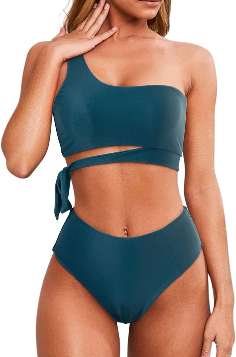 One Shoulder High Waisted Bikini Set for Stylish Summer Fun