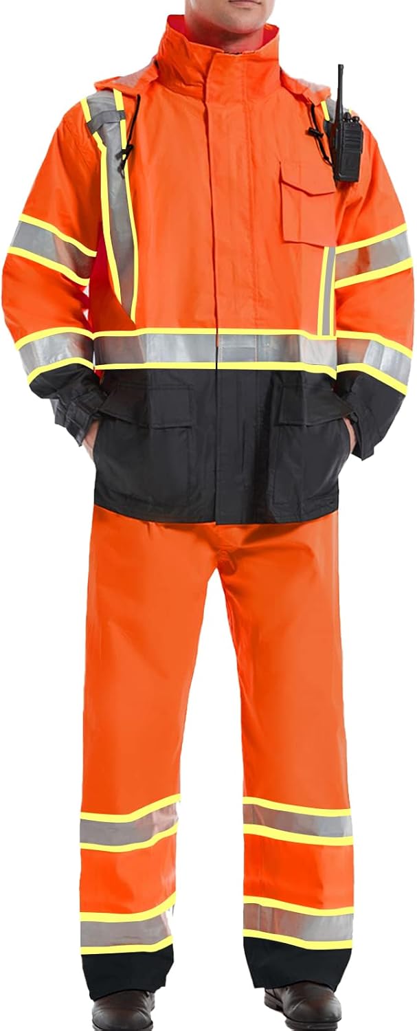 Hi Vis Reflective Rain Suits for Men - Waterproof Safety Gear