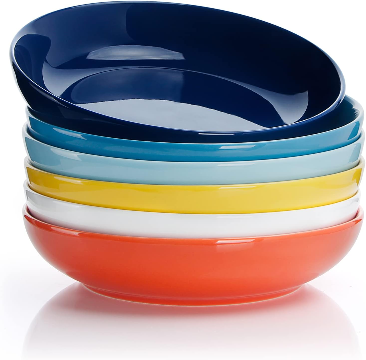 Sweese Colorful Pasta Bowls Set of 6 - 30 Ounce Elegance