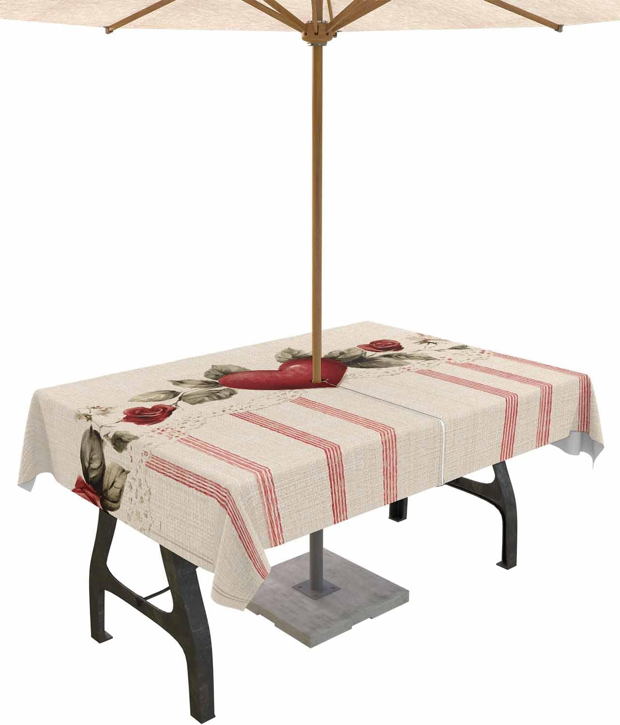 Spillproof Stripes Love Tablecloth - Outdoor Elegance