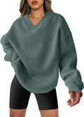 Womens Oversized V Neck Sweatshirt Fleece Pullover - Soft, Comfy Fit