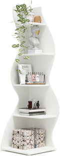 Corner Shelf 5-Tier Wall Bookshelf - Modern White Storage Rack