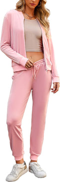 Women's Velour Tracksuit Full Zip 2-Piece Jogger Set - Cozy Fit