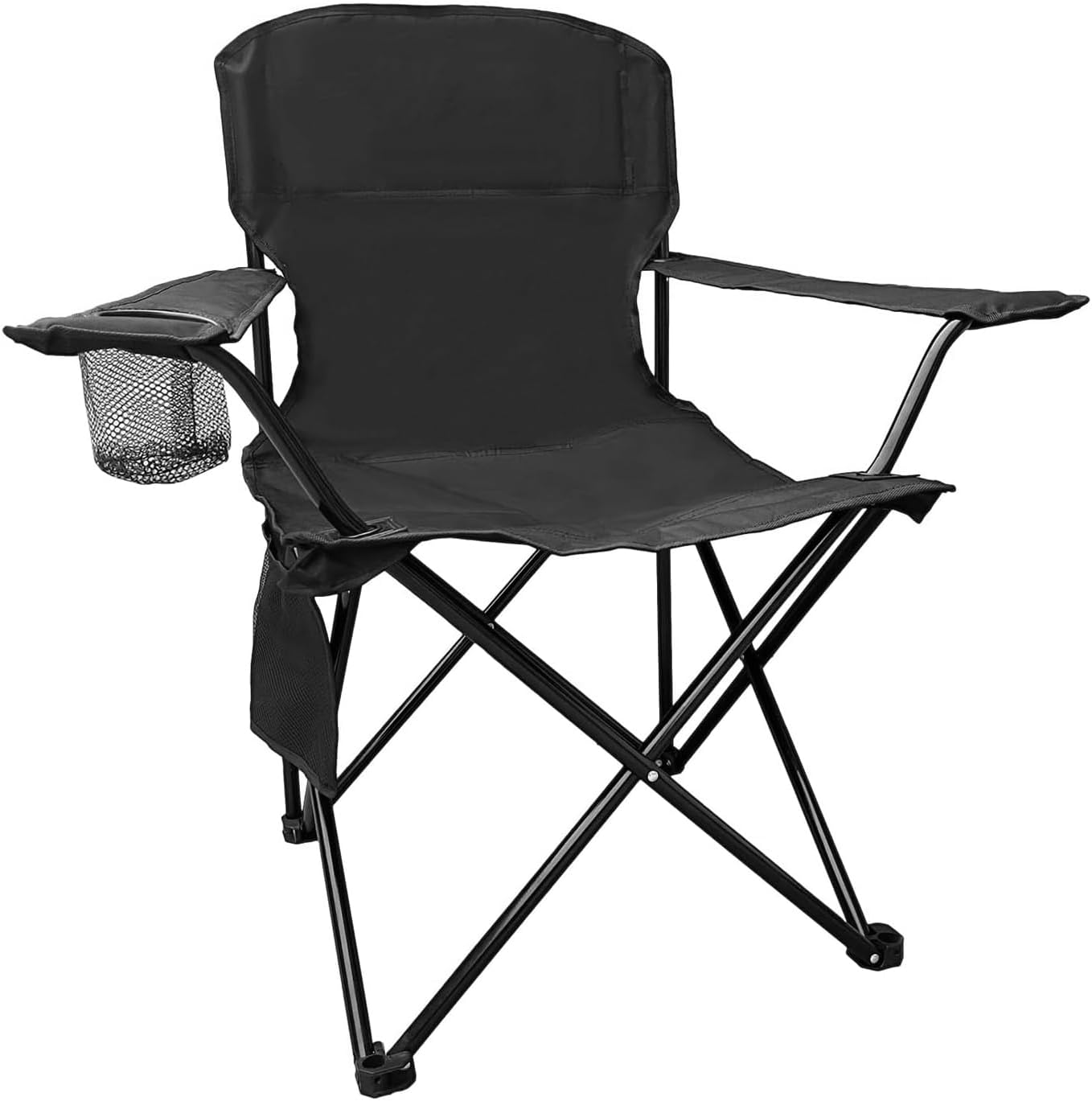 SAILARY Folding Camping Chair with Cooler Bag - Support 225LBS - Black