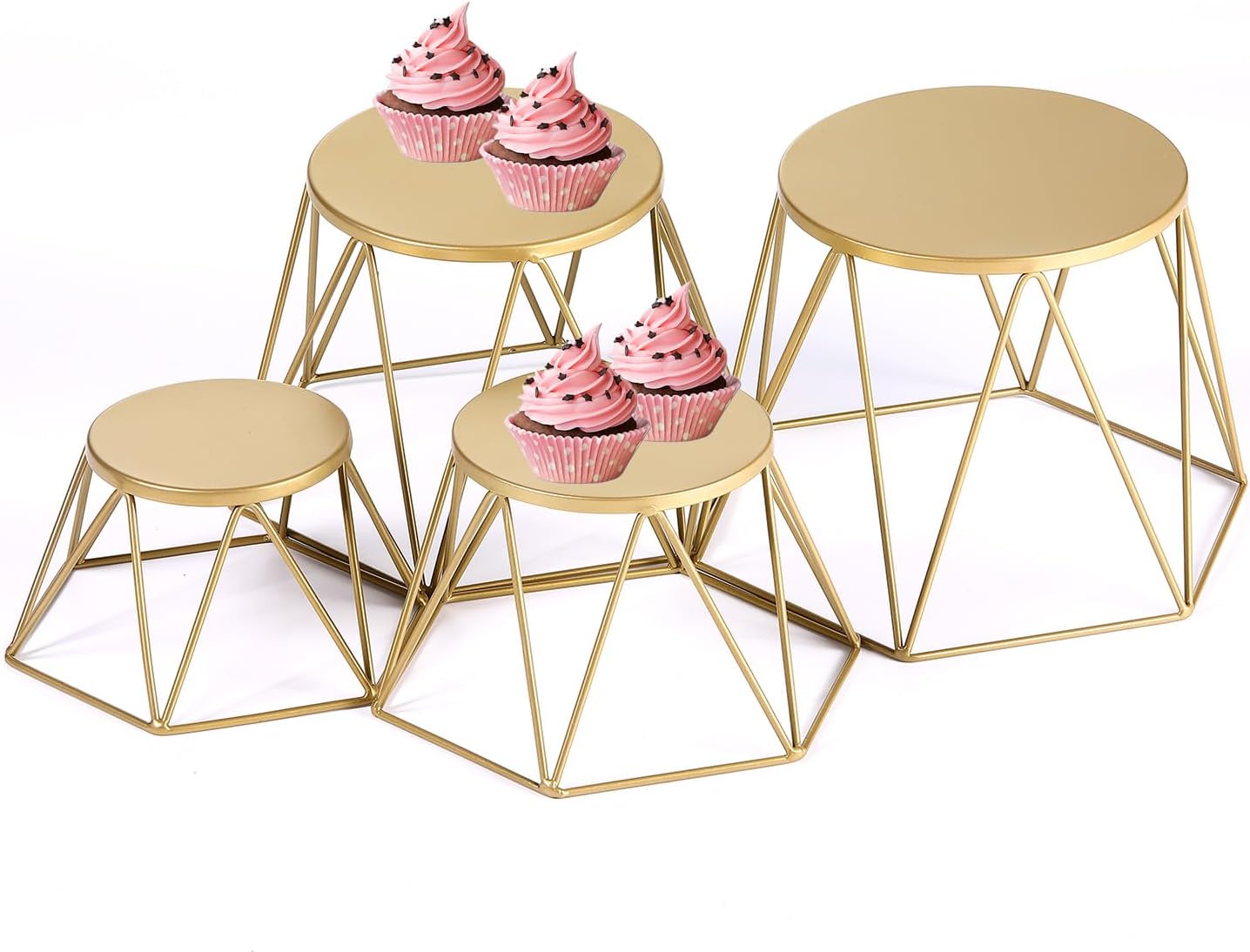 Set of 4 Modern Brass Dome Food Display Risers for Events