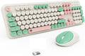 Wireless Keyboard and Mouse Set, 105-Key Retro Typewriter - Cute