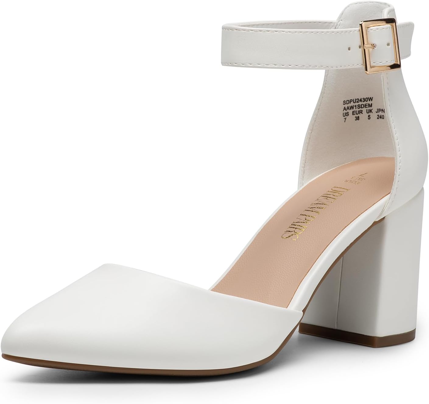 DREAM PAIRS Women's Closed Pointed Toe High Chunky Heels Pumps