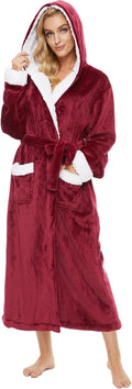ccko Plush Robes For Women Fleece Hooded Bathrobe - Cozy (Style DH45)