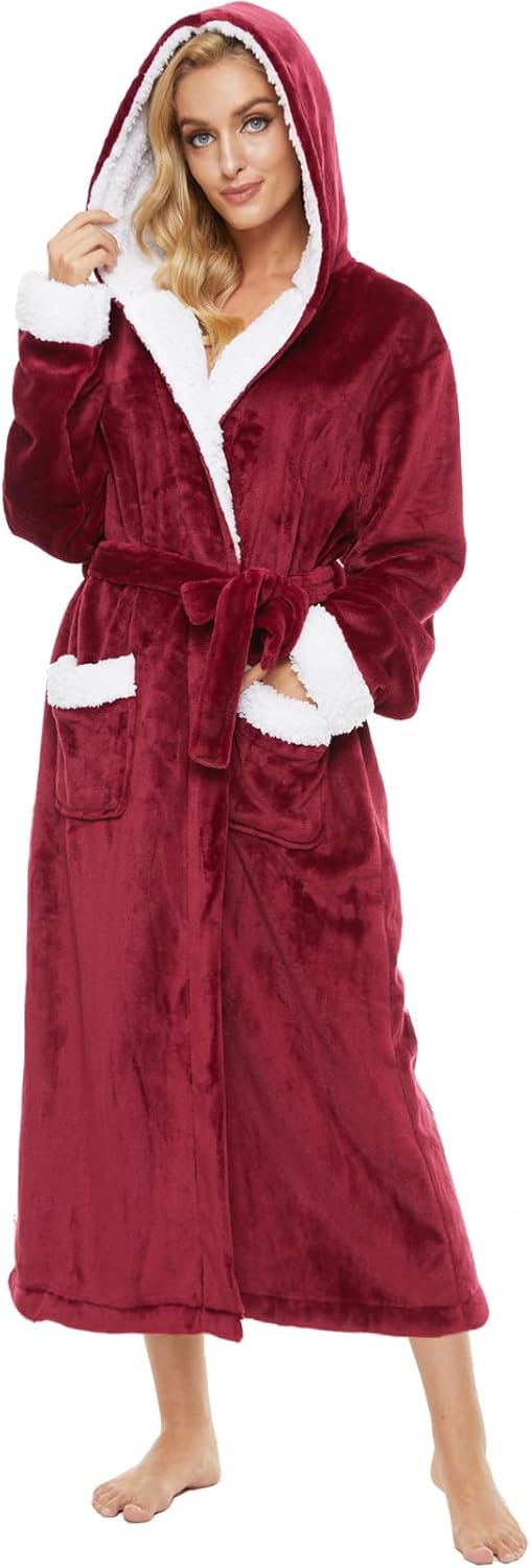 ccko Plush Robes for Women - Soft Warm Fleece Bathrobe