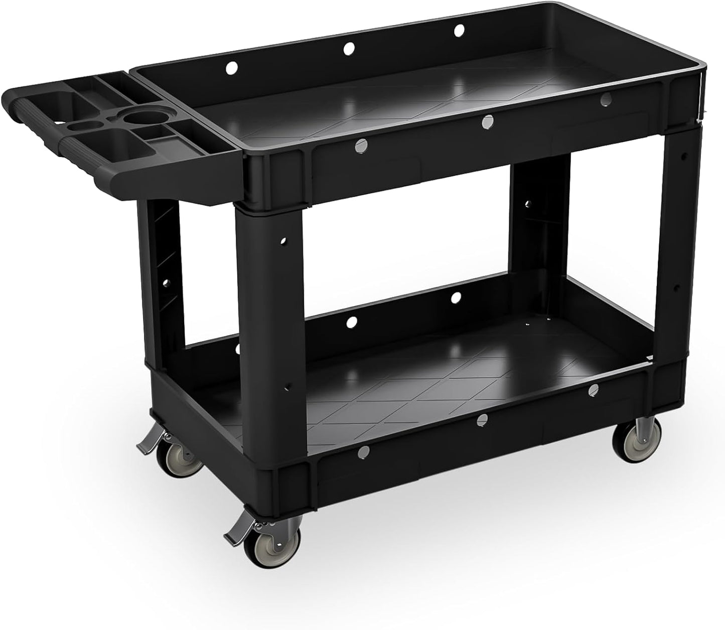 Commercial Grade 2 Shelf Utility Cart with Wheels for Heavy Duty Tasks