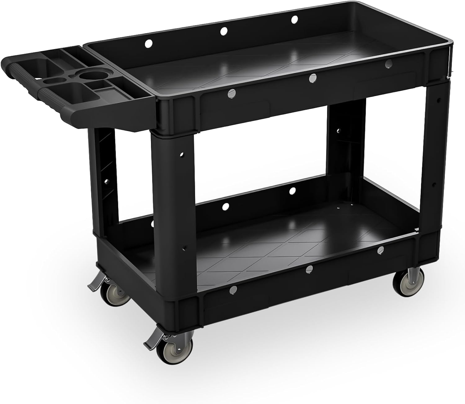 Commercial Grade 2 Shelf Utility Cart with Wheels for Heavy Duty Tasks