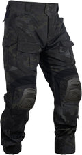 Mens Tactical Camo Cargo Pants with Knee Pads - Water Resistant