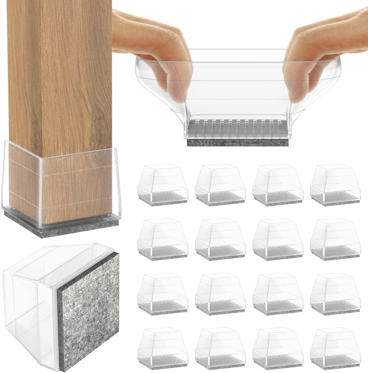 16-pc Square Chair Leg Protectors - Floor Saver
